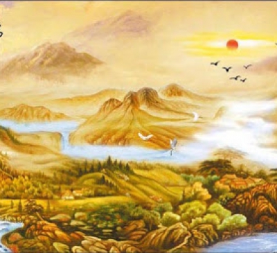 7 mẫu tranh Nhật xuất thiên sơn đẹp, ý nghĩa